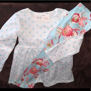 🌺Aqua Polka Dots and Beautiful Flowers Pant Set🌺